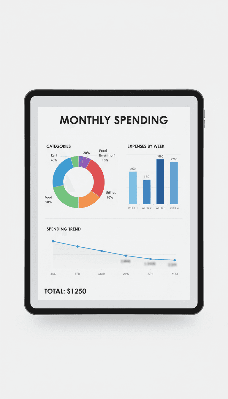 Monthly expense breakdown charts prepared for a client review